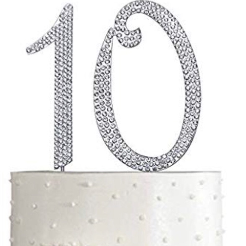 Rhinestone #10 Cake Topper